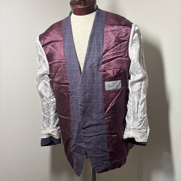 $1695 Canali 1934 Italy Purple Flannel Wool Blazer Jacket Sport Coat 48R CURRENT - Picture 4 of 10